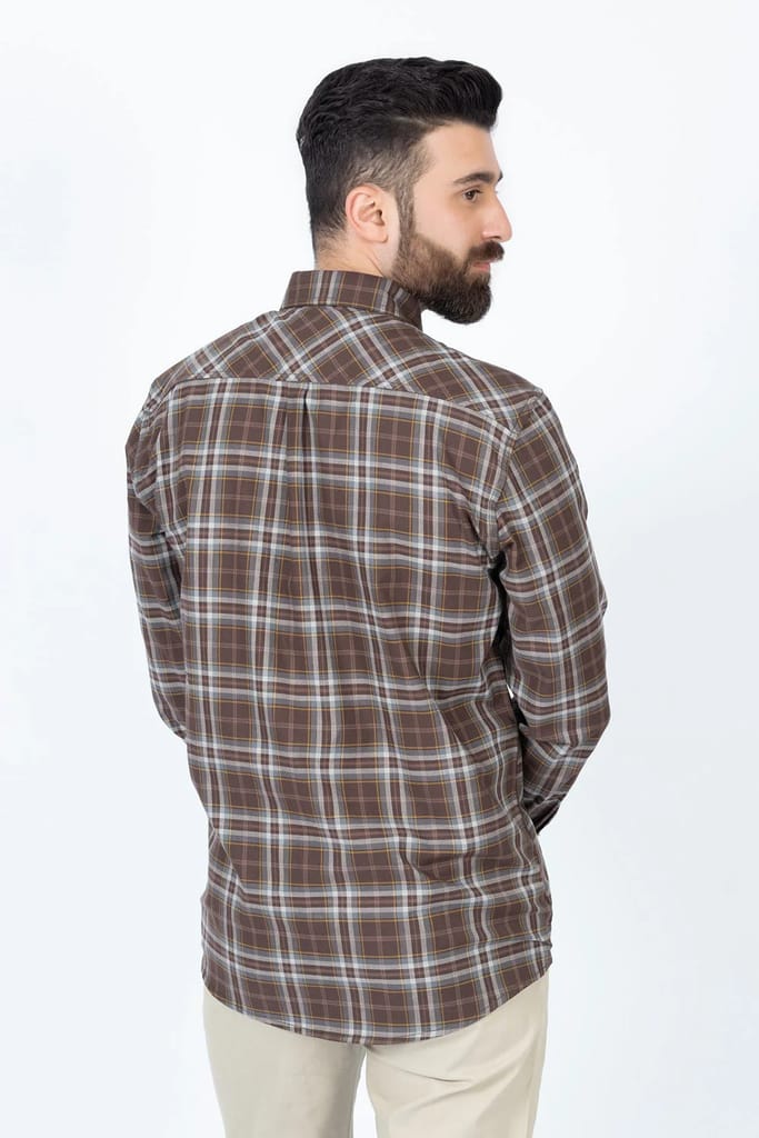 BROWN CHECK CASUAL SHIRT image 2