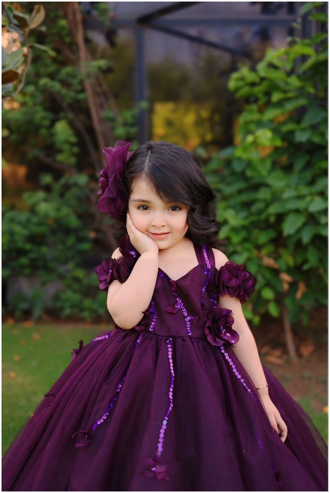 Tulle Princess Gown in plum image 1